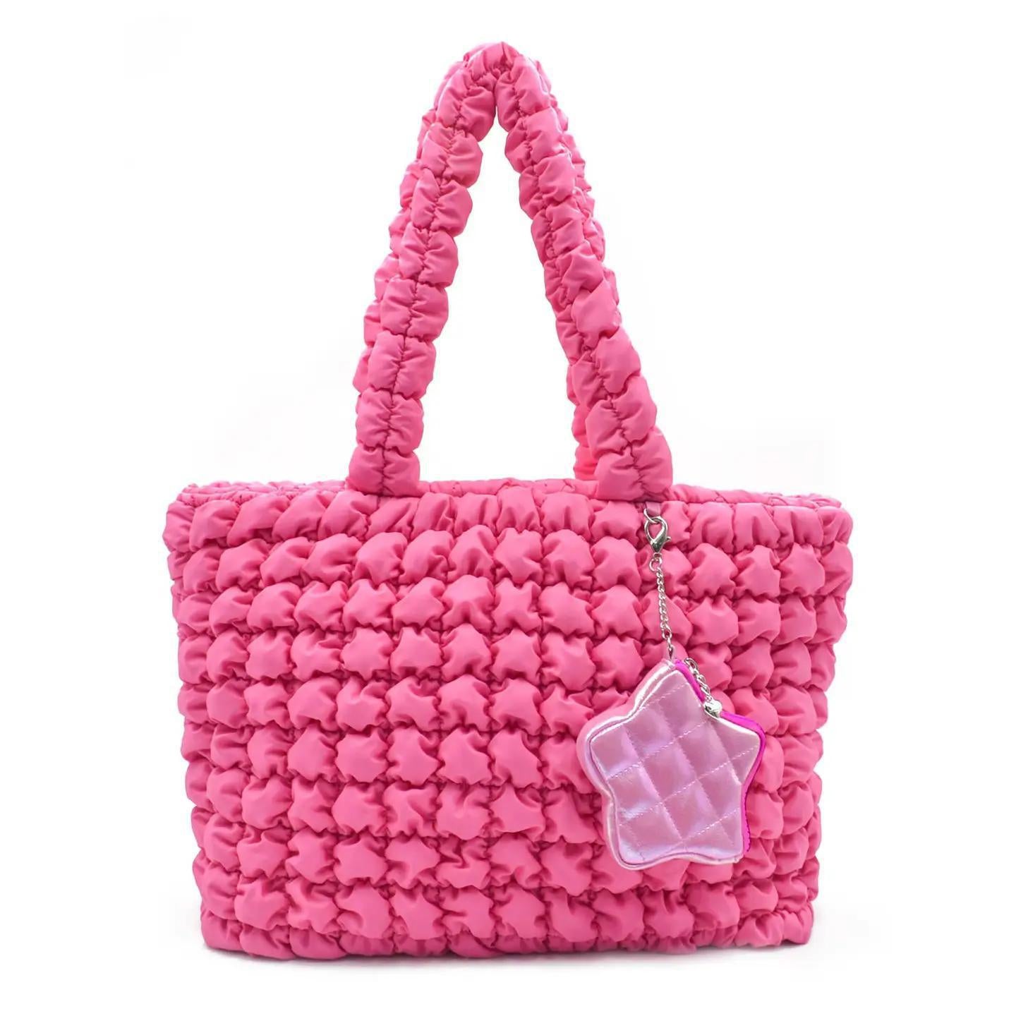 Quilted Scrunchies Large Tote Bag w/Star Coin Purse