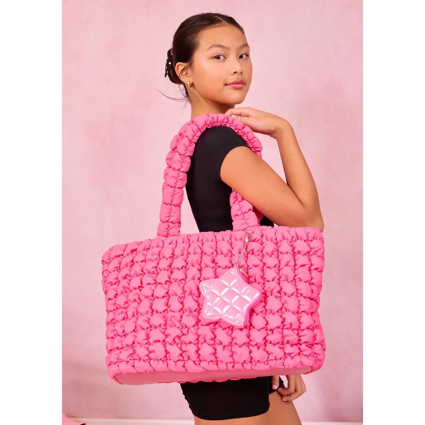 Quilted Scrunchies Large Tote Bag w/Star Coin Purse