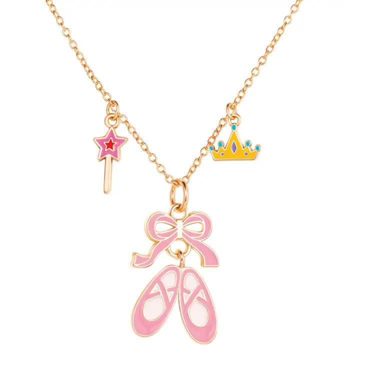 Charming Whimsy Necklace and Earring Set - Ballet Shoes