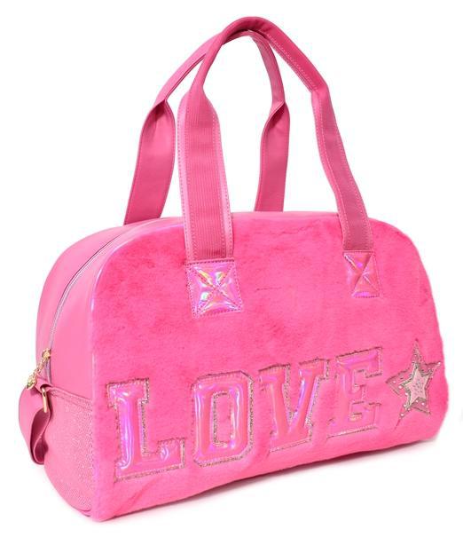 OMG 'Love' Hot Pink Plush Medium Duffle Bag