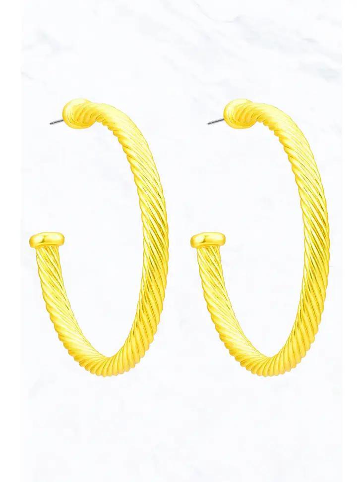 Colorful Roped Cable Open-End Hoop Earrings