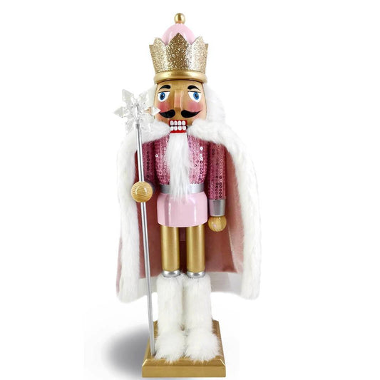 NUTCRACKER KING W/PINK CAPE 15"